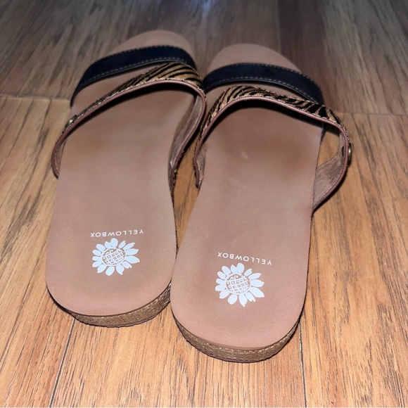 Yellow Box Women's Zebra Print and Black Sandals - Picture 4 of 6